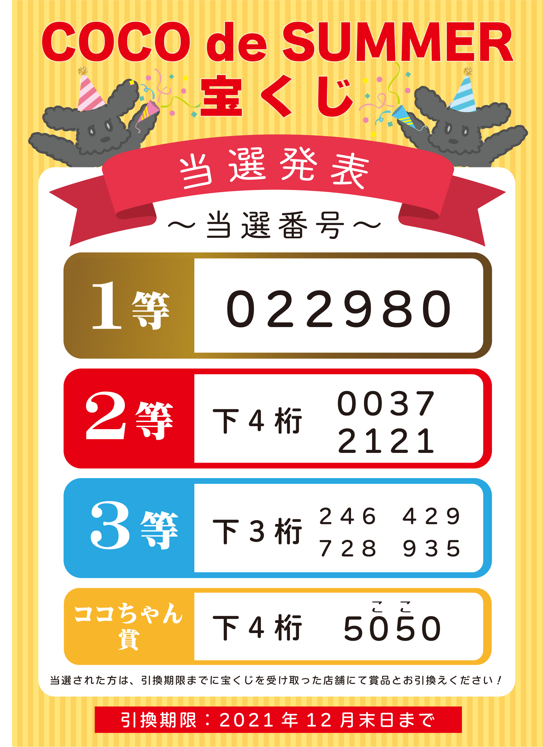 Coco De Summer宝くじの当選結果 ヘアカラー専門店 Coco De Color ココデカラー